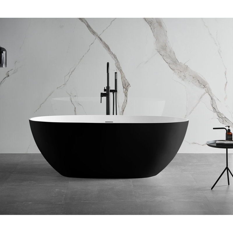 59.13'' x 29.13'' Soaking Resin Bathtub, Black/White