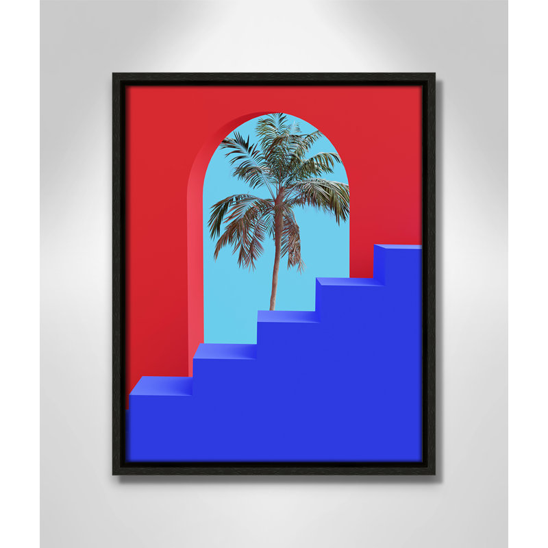 Palm Palm View encadré par Swati B, Cadre flottant espresso, H 15,5 po x l 12,5 po x P 2 po