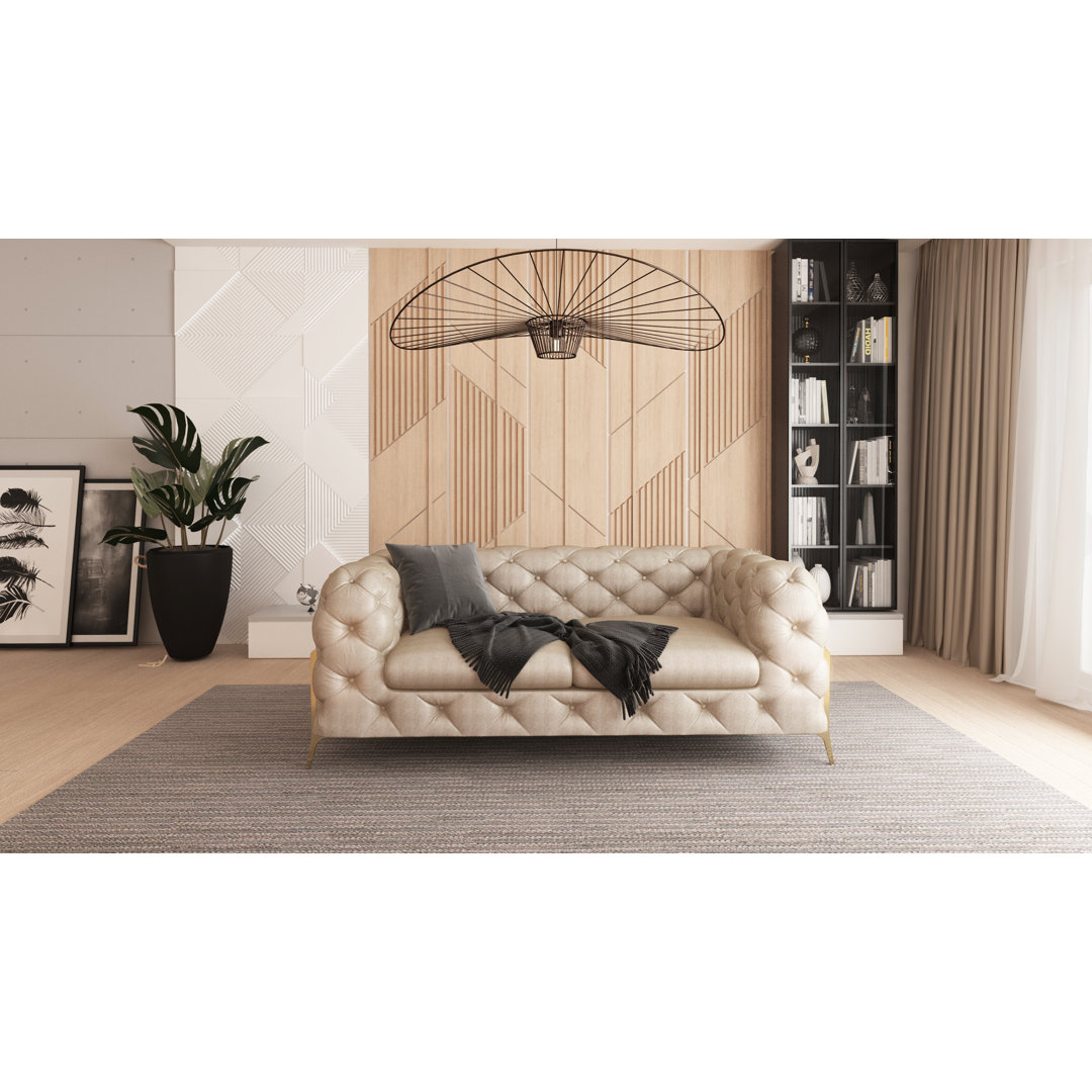 Chesterfield Sofa 2-Sitzer Laurel mit Goldene Metall Füßen