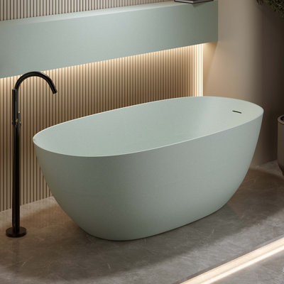 Freestanding Bathtub Resin Stone Soaking Bathtub Solid Surface Modern Tubs With Overflow And Pop-Up Drain