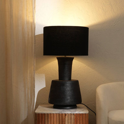 Lampe de table artisanale 16,5X16,5X29 "fabriquée à la main avec base en bois pour le salon-chambre à coucher-décoration-table, lampe de table