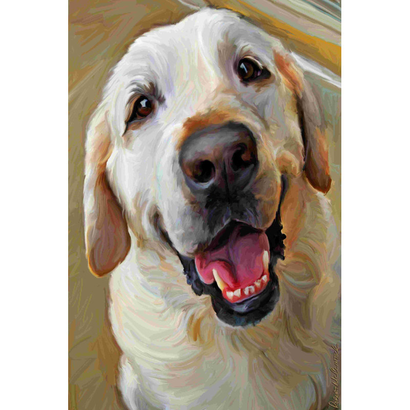 Sourire de chien jaune, H 36 po x l 24 po