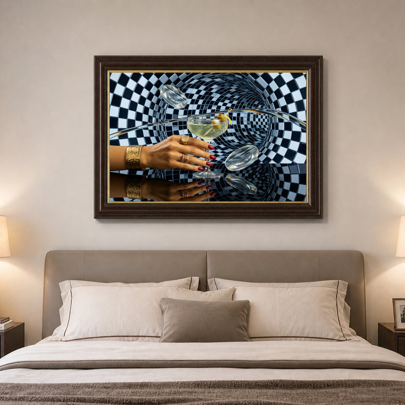 «Green Martini Cocktail» avec olives en noir et blanc, H 16 po x l 24 po