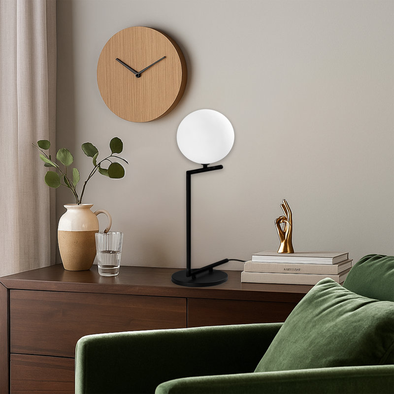 Metal Body Globe Cap Desk/Bedside Table Lamp, Black