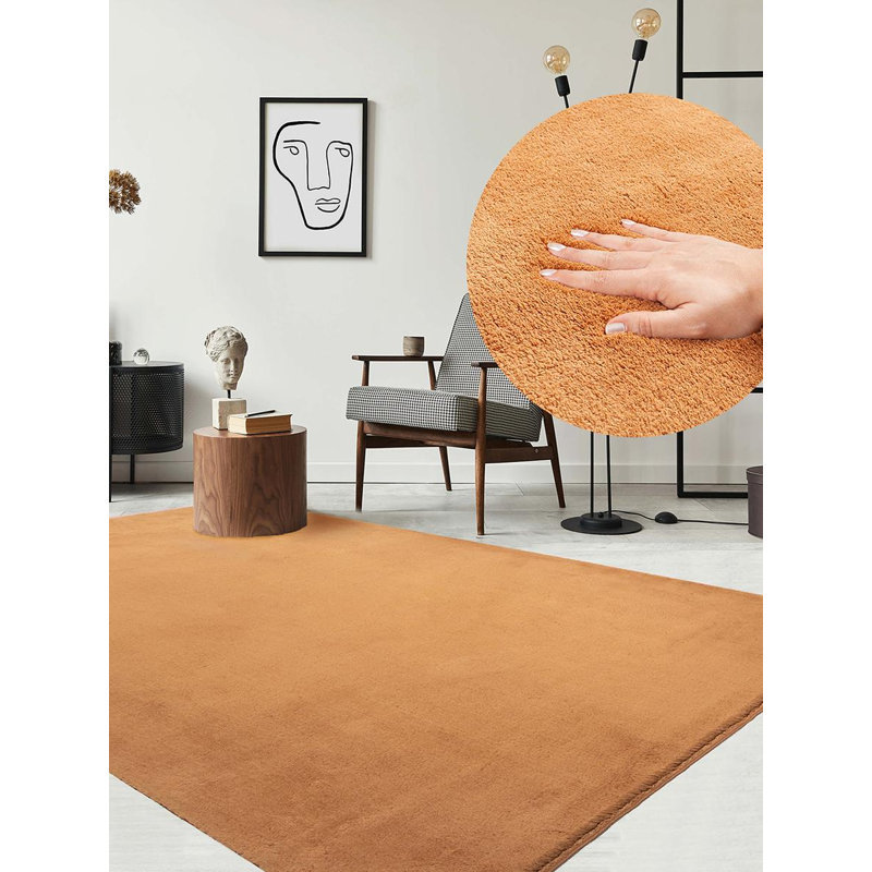 Machine Woven Orange Indoor Rug, Rectangle 60 x 110cm