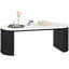 Coffee Table, Centre Table with Marble-Effect Top, Black-1471884852