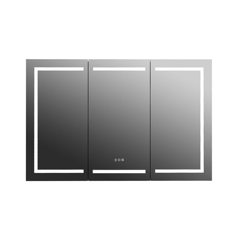 53 Inch Matte Medicine Cabinet with LED Light and Mirror, Adjustable Shelves, USB Charging, and Defogging Function