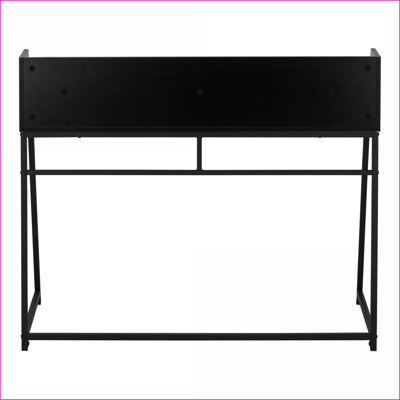 Bureau d'ordinateur de bureau de 48 po avec tablettes de rangement | Contemporain moderne | Stratifié noir, métal noir | Panneau de particules