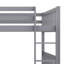 Lit superposé double en bois d'hévéa double avec lit gigogne, échelle convertible et garde-corps-105783204