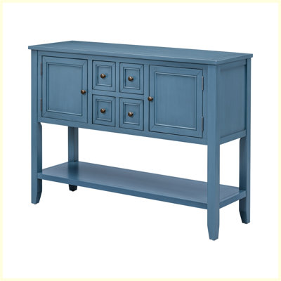 Grande console de rangement rétro Cambridge Series avec quatre petits tiroirs et une tablette inférieure pour les salons, les entrées et les cuisines
