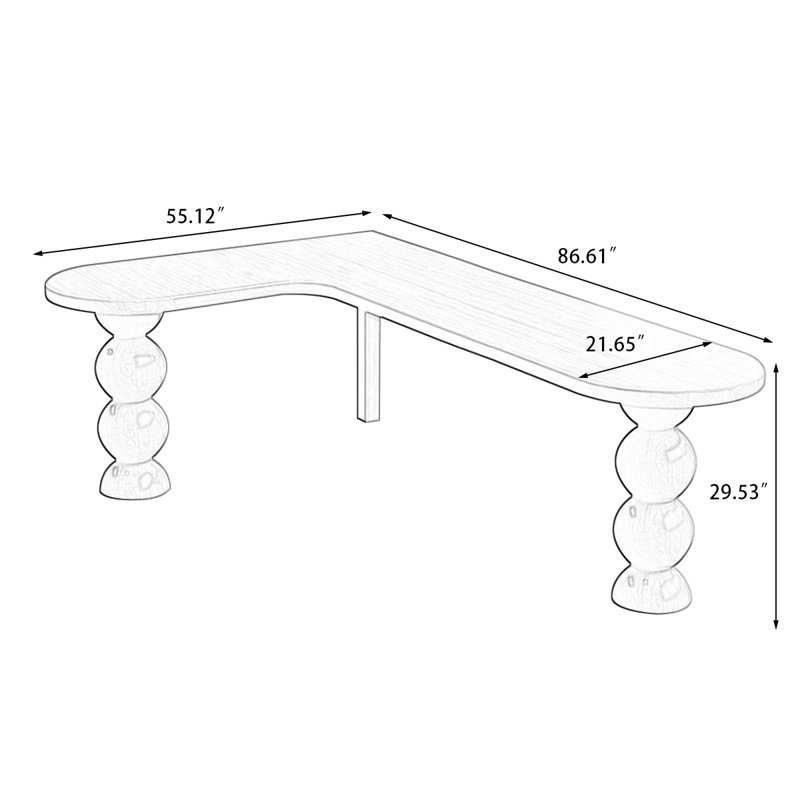 Brown L-Shaped Solid Wood desk, Left Hand Return, 29.53" H x 86.61" W x 55.12" D