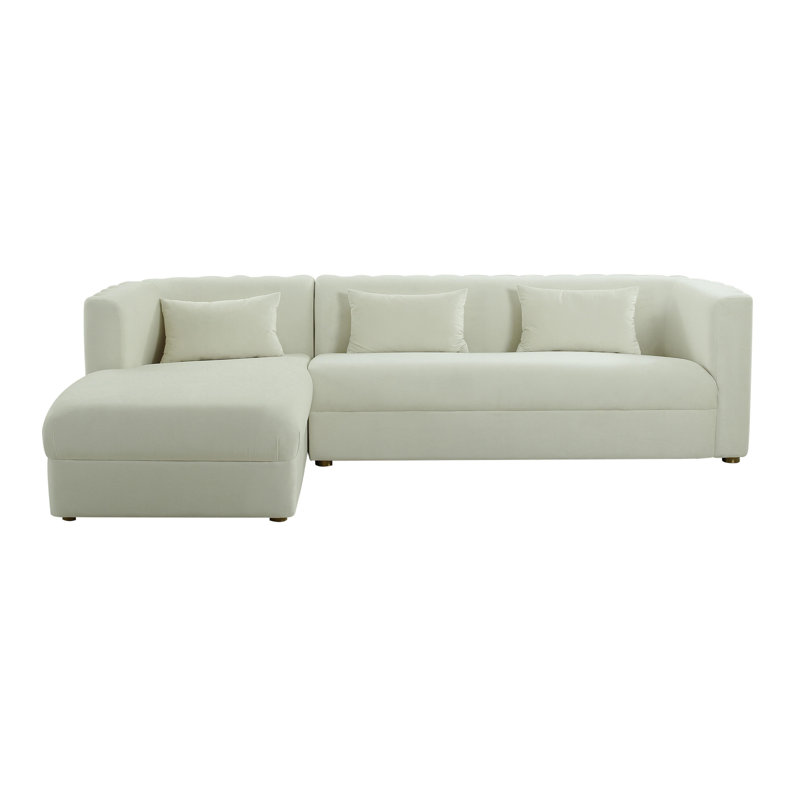 Tov Furniture Callie Cream Velvet Sectional - LAF, White Velvet, Left Hand Facing