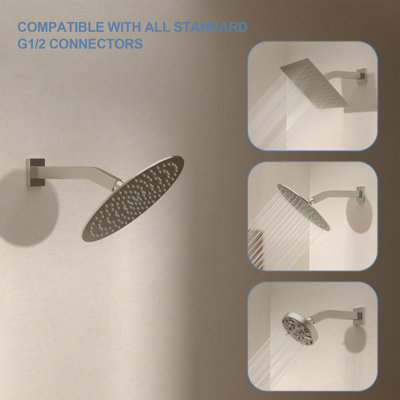 6 Inch Wall Mount Replacement Shower Head Arm Extension Shower Arm with Flange for Shower Head