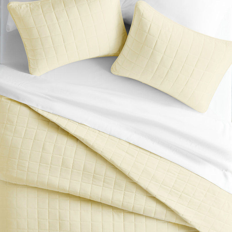 Yellow Twin Microfiber Quilt Set with Pillow Sham