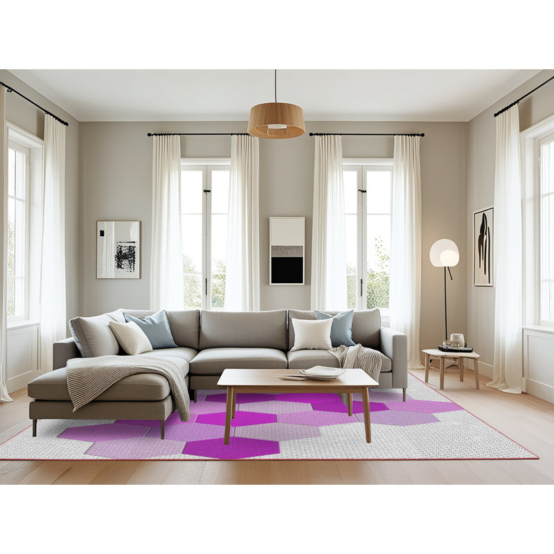Tapis mauve à motif géométrique Kollman, Rectangle 8 pi x 10 pi