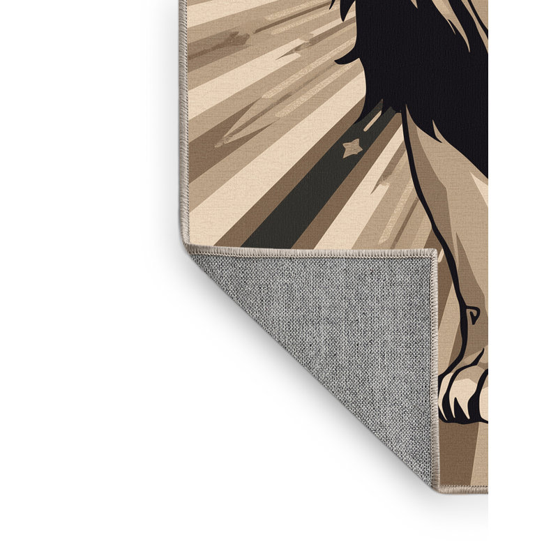Machine Washable Palvinder Posh & Luxe Starburst Rug in Beige – Beige Binding, 5 x 7