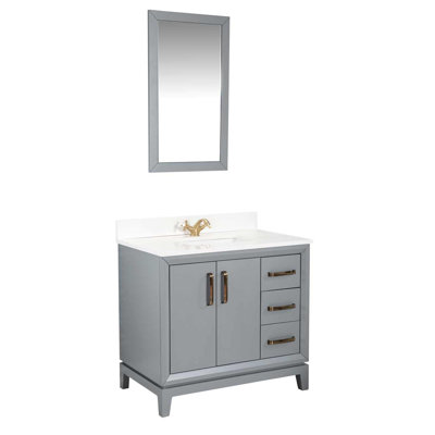 Fabia 36'' Free-standing Single Bathroom Vanity with Quartz Vanity Top & Mirror -  Adorn Vanity, AVFBCDG36