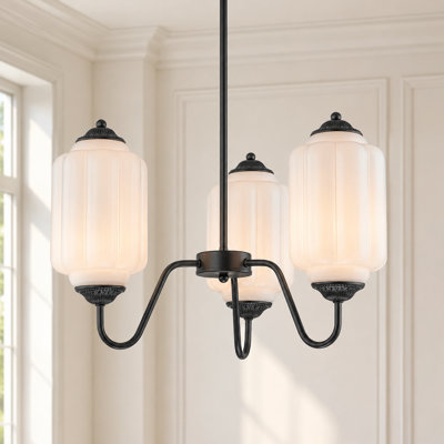 Glint 3-Light Farmhouse  Opal Glass Pendant Light for Dining Room