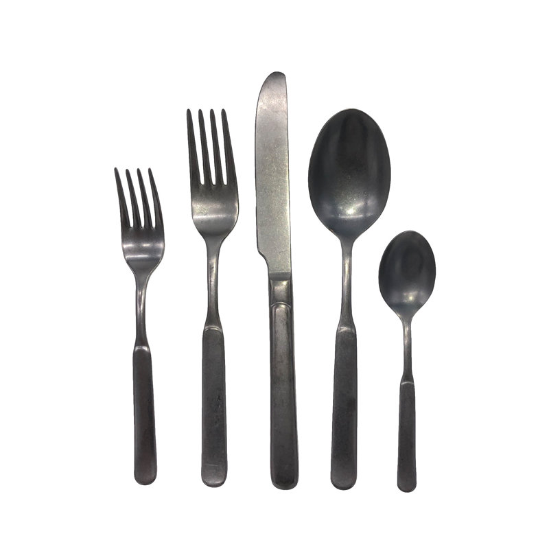 Lucca 5 Piece 18/10 Stainless Steel Flatware Set, Service for 1, Matte Black