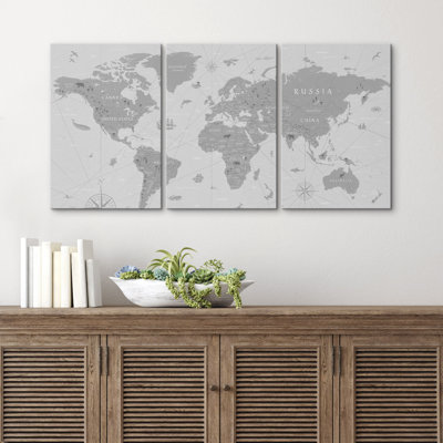 World Map " World Map Global " 3 - Pieces