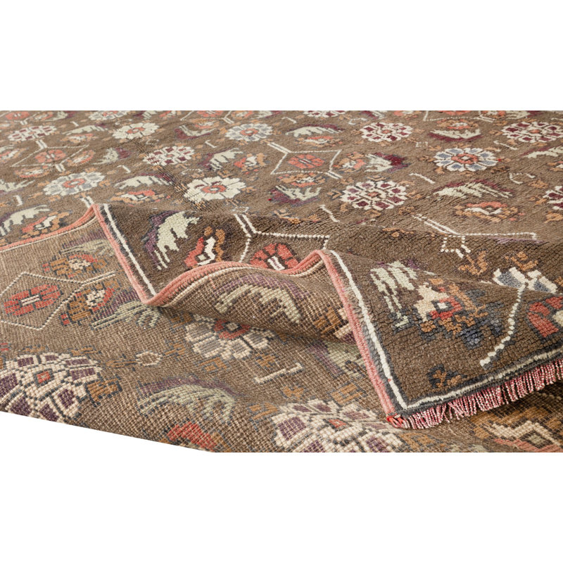 Tapis anatolien noué à la main à motif floral authentique, tapis en laine Home Decor