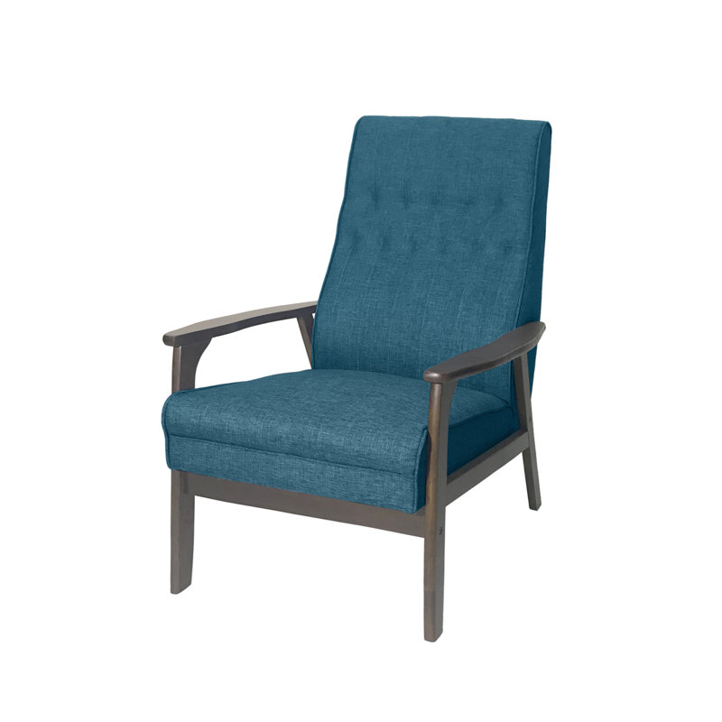 Mid Century Modern Upholstered Accent Chair, Faux Leather, Teal