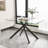 Carlinda Glass Dining Table for 4-6 People, Rectangular Kitchen Table with Cross Metal Legs, Modern Dining Table for Small Spaces-435729853