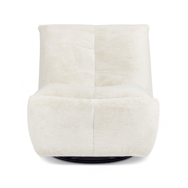 Fauteuil de jeu inclinable et pivotant de 35,5 po arrière en fausse fourrure blanc perle