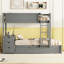 Lit superposé gris Twintwin avec bureau, rangement et lit gigogne - Améliorez la mobilité de votre chambre à coucher.