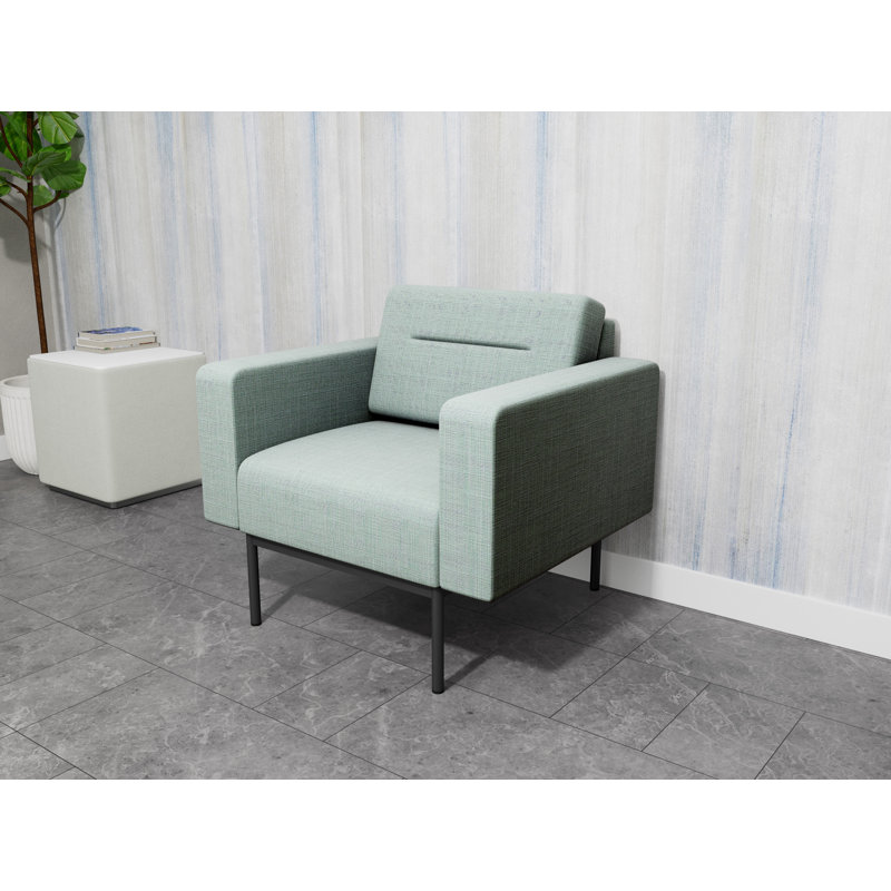 Chaise d'invité de réception Darsey, With Power, Chambray Seafoam, Charcoal