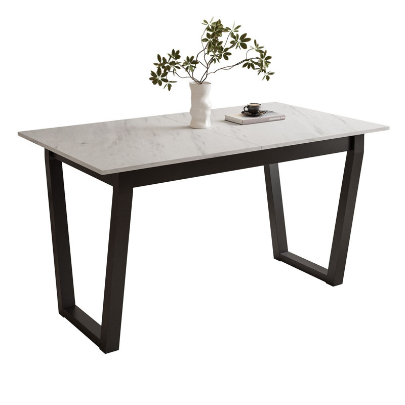 Extendable table ARTON II  140 cm,  "V" legs, Levanto Marble, Black