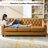 79" Wide Genuine Leather Chesterfield Sofa, Mid-Century Modern Tufted Couch with Sloped Arms & Solid Wood Legs, Brown-1150035383