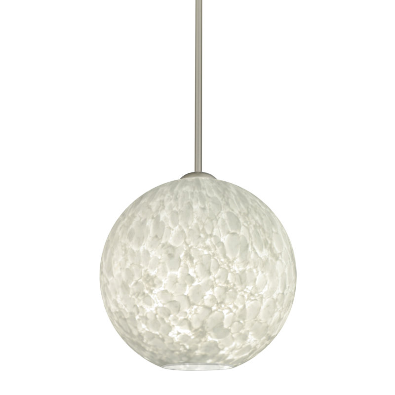 Luminaire sphère suspendu 1 lumières simple Speth, Nickel satiné, H 11,5 po x l 11,75 po x P 11,75 po
