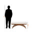 Banc Bryce avec tissu bouclé crème et finition noyer, H 18,09 po x l 46,95 po x P 17,4 po-1868558164