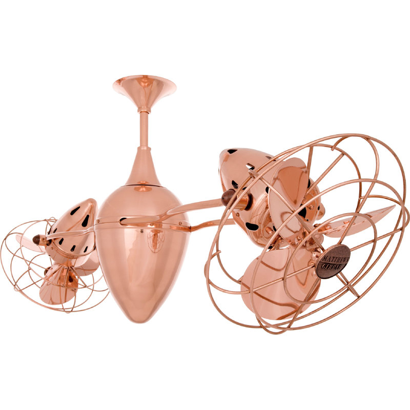 48" Ar Ruthiane 6 Blade Ceiling Fan, Polished Copper