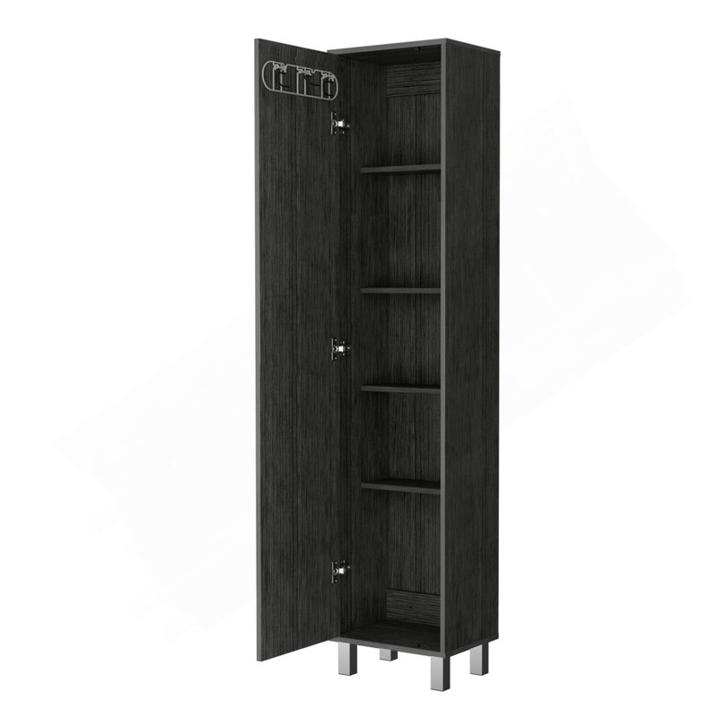 Armoire de rangement haute Lawen, porte simple, 3 porte-balais