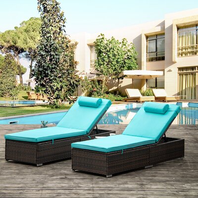 Outdoor PE Wicker Chaise Lounge/ 2 Piece Patio Rattan Reclining Chair Furniture Set/Beach Pool Adjustable Backrest Recliners With Side Table And Remov -  Latitude Run®, BAA3590C44A240E3B572DCC4F7CA3D59
