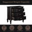 Lit à panneaux noir antique - table de chevet inspirée avec tête de lit à boutons et glissières latérales en métal à trois tiroirs, pieds, largeur de 30 pouces de hauteur, détails de finition à 18 profondeurs, garniture cloutée, tiroirs fonctionnels,