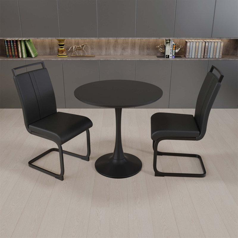 Ensemble de table de salle à manger circulaire idéal pour les petits espaces avec des chaises confortables, des matériaux durables pour les dîners de famille et les rassemblements