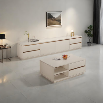 Modern Minimalist Coffee Table and TV Stand Set