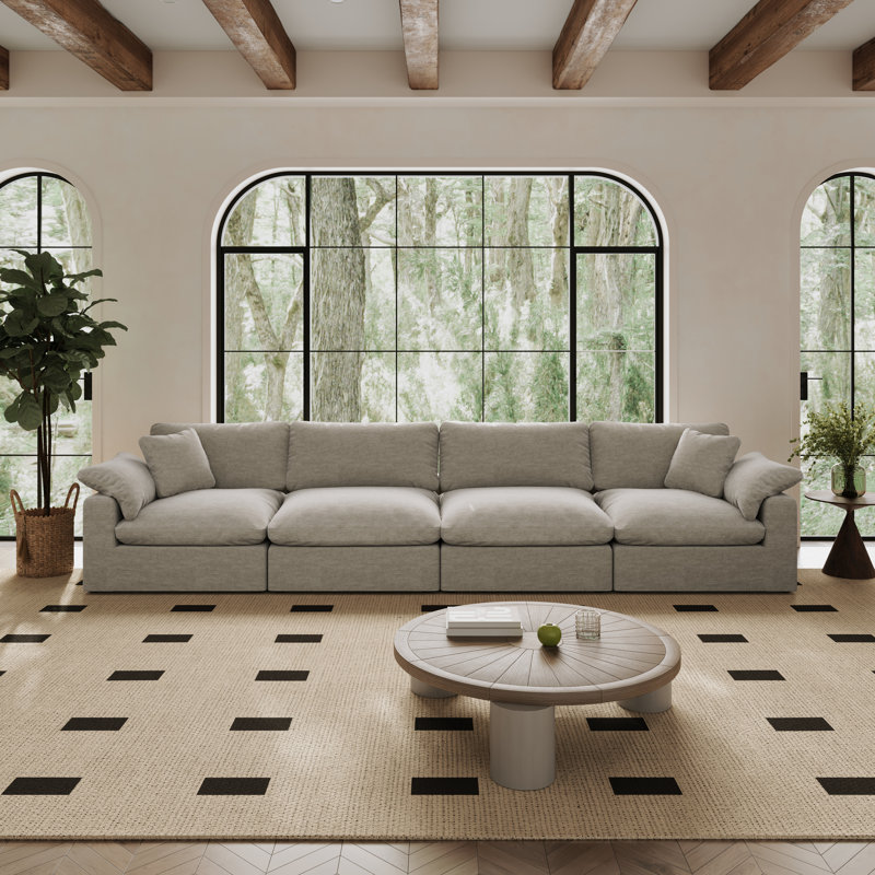 Canapé modulaire surdimensionné à 3 places Cloud Couch, H 34,6 po x l 110,8 po x P 71,5 po, 4, Gris clair