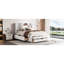 Grand lit plateforme avec tête de lit à 8 places - Bois massif blanc et rangement durable
