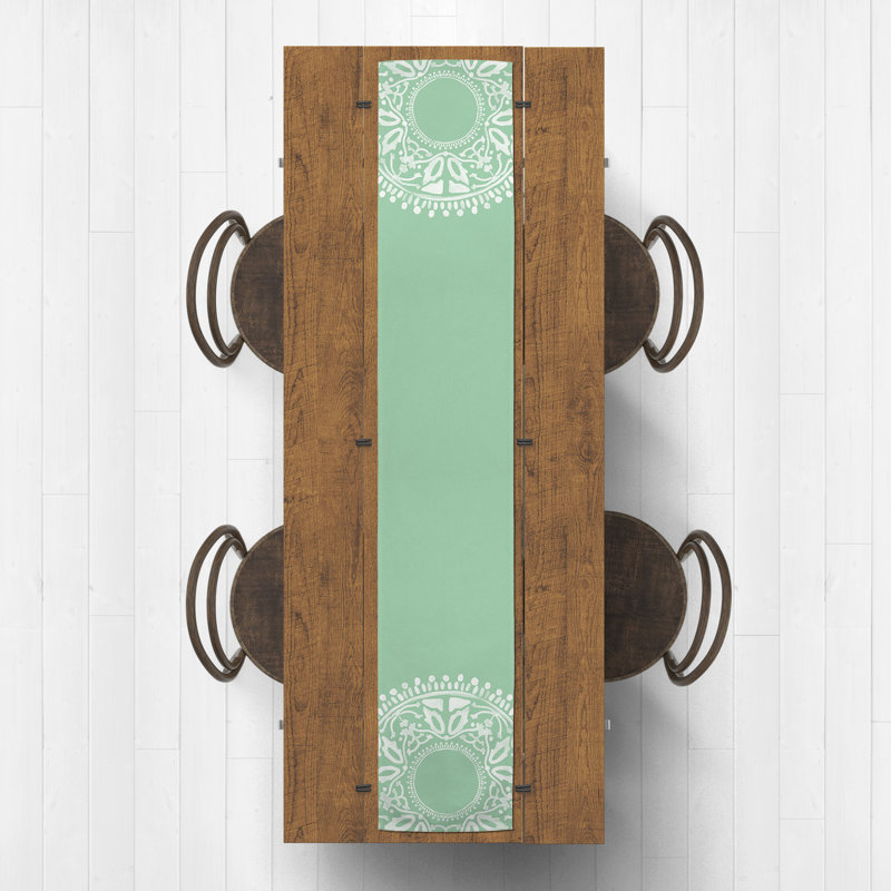 Aneke Rectangle Polyester Table Runner, 90" x 16", Green
