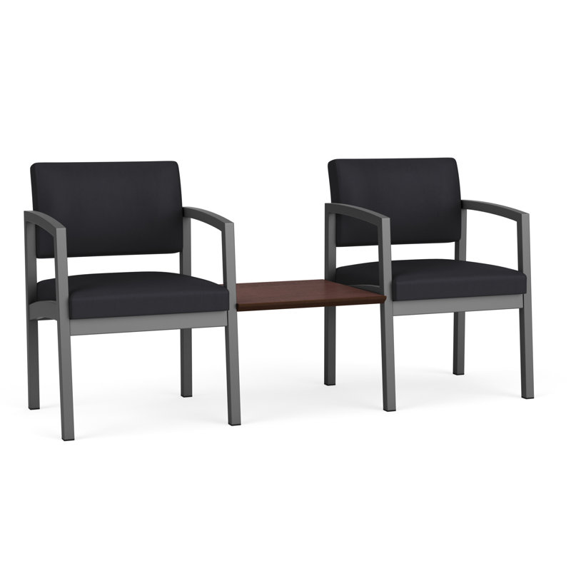 Structure tandem 2 places avec table centrale en acier Lenox, Gris anthracite / noyer cacao, Cocoa Walnut