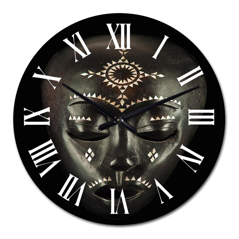 Masque africain traditionnel et ethnique - horloge murale rétro, Grand