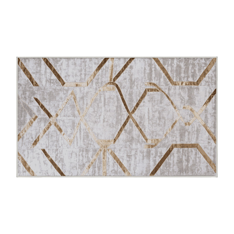 Machine Washable White Area Rug, Rectangle 6' x 9'