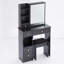 Petite coiffeuse avec tiroir de gauche et tabouret rembourré, très grand miroir coulissant, multi-couches, commode de rangement haute capacité, convient aux petits espaces, certificat EPA, GCC, UL-106678325