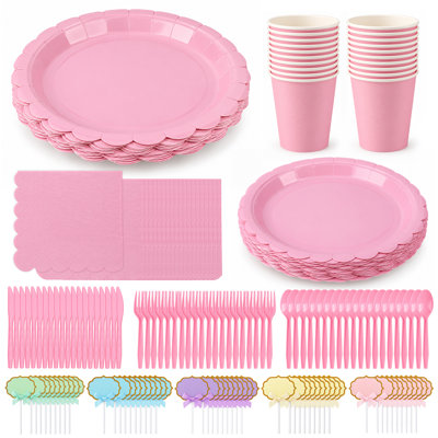 7-Piece Sage Green Lace Dinnerware Set for 25 – Includes Plates, Napkins & 50 Mixed-Color Place Cards with Holder
