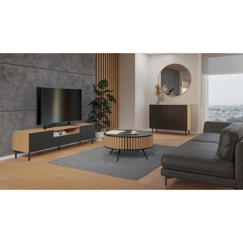 Thompsons Unfinished TV Stand for TVs up to 65", Black