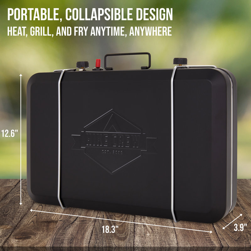Black Portable Propane Gas 2-Burner Camping Stove